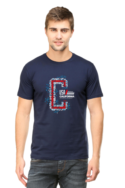 USA California Navy Blue T-Shirt for Men