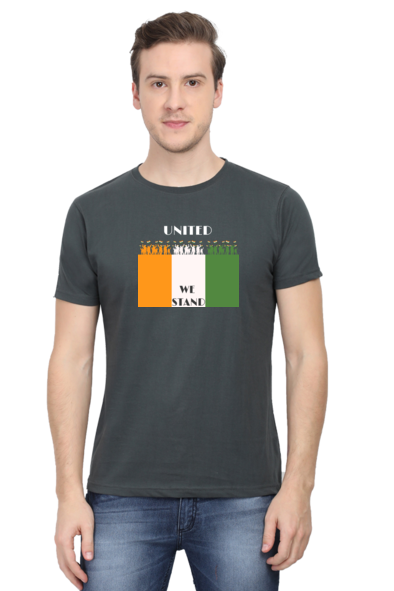 United We Stand Independence Day Steel Grey T-Shirt for Men