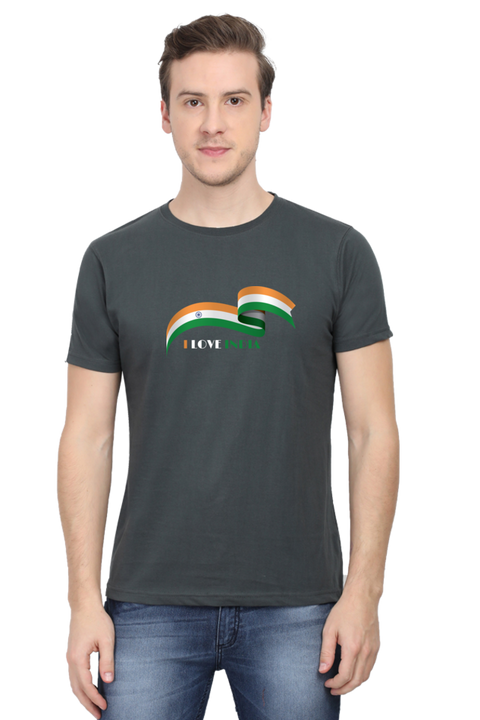I Love India T-Shirt for Men - Steel Grey
