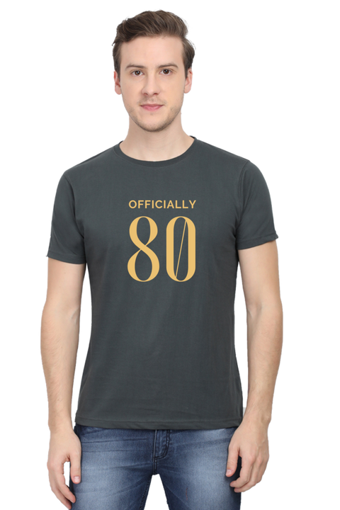 Officially Eighty T-Shirt for Men - Steel Grey