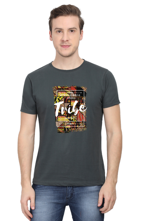 Ethnic Chic Tribe Steel Grey T-Shirt for Men
