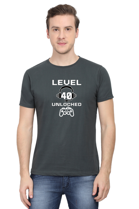Level 40 Unlocked T-Shirt for Men - Steel Grey