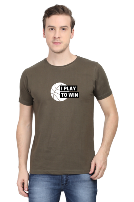 Olive Green I Play to Win T-Shirt for Men