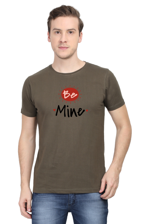 Be Mine Valentine's Day T-shirt for Men - Olive Green