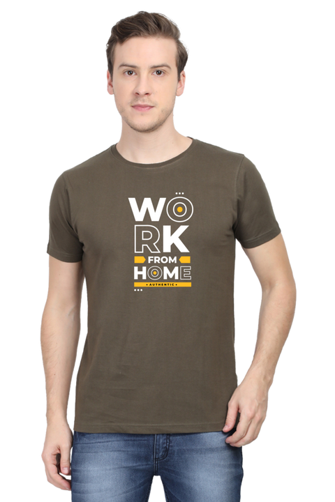 Work From Home T-Shirt for Men - Olive