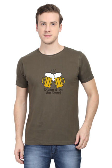 Olive Green Blame it on the Beer T-Shirt for Men