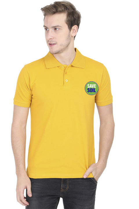 Save Soil Polo T-shirt for Men - Mustard Yellow