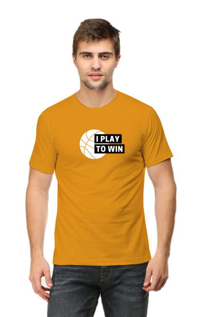 Mustard Yellow I Play to Win T-Shirt for Men