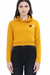 Pocket Donut Worry, Be Happy Mustard Yellow Crop Hoodies for Girls