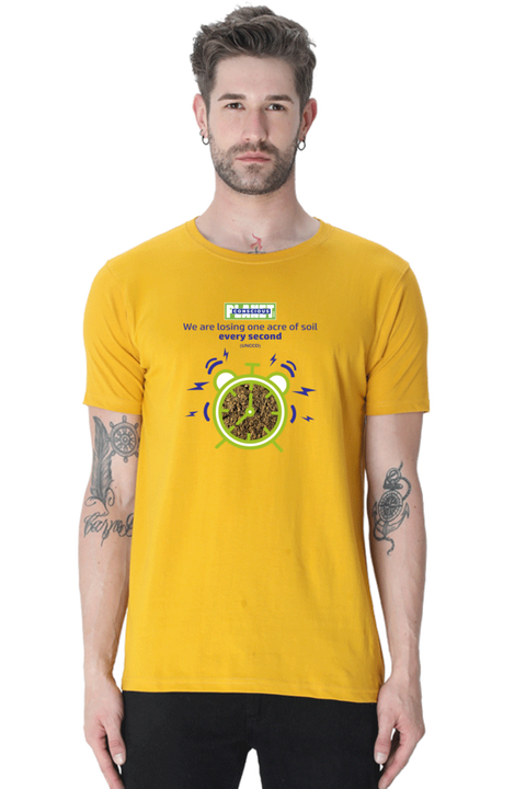 One Acre of Soil Every Second Men's T-shirt - Mustard Yellow