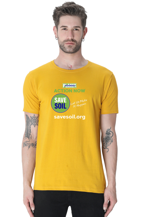Action Now - Let Us Make It Happen T-shirt for Men - Mustard Yellow