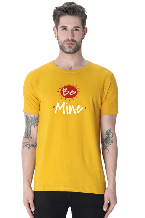 Just Be Mine Valentine's Day T-shirt for Men - Mustard Yellow