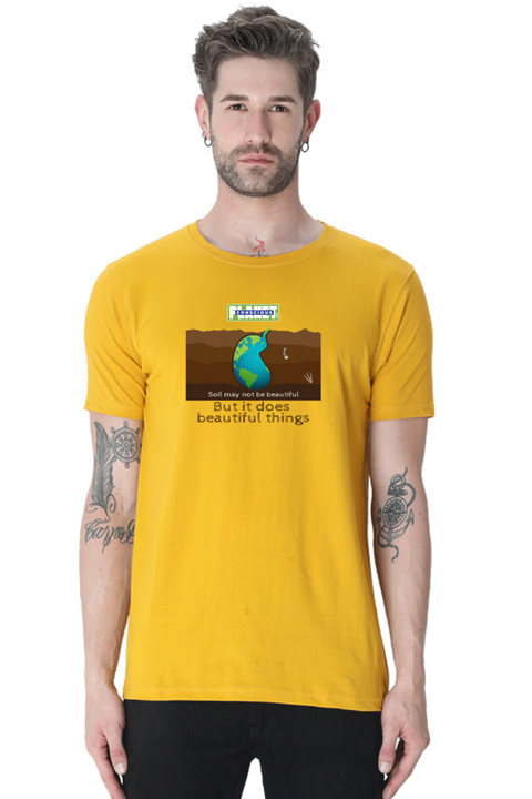Soil is Not Beautiful T-shirt for Men - Mustard Yellow