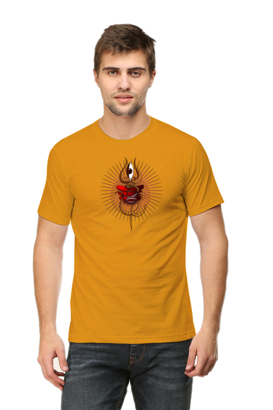 Mahadev Trishul Mustard Yellow T-Shirt for Men