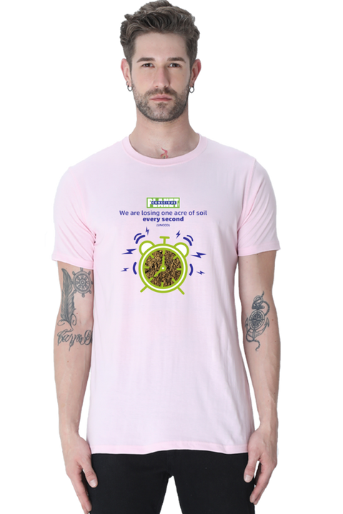 One Acre of Soil Every Second Men's T-shirt - Light Baby Pink