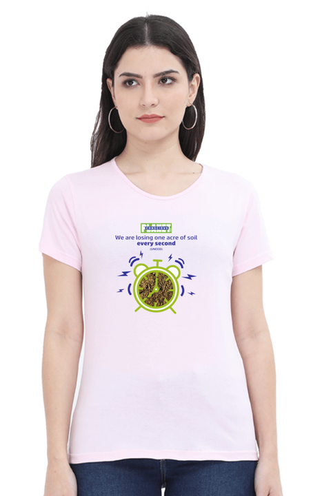 One Acre of Soil Every Second T-Shirt for Women - Light baby Pink