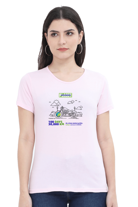 Sadhguru Journeys to Save Soil T-shirt for Women - Light Baby Pink