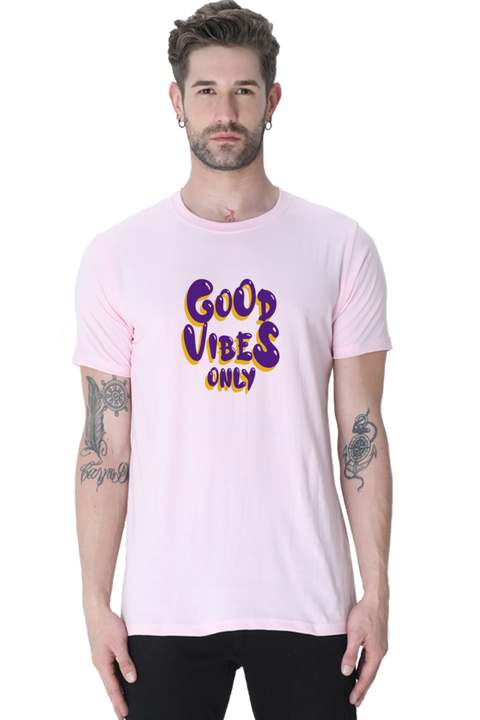 Good Vibes Only Baby Pink T-shirt for Men