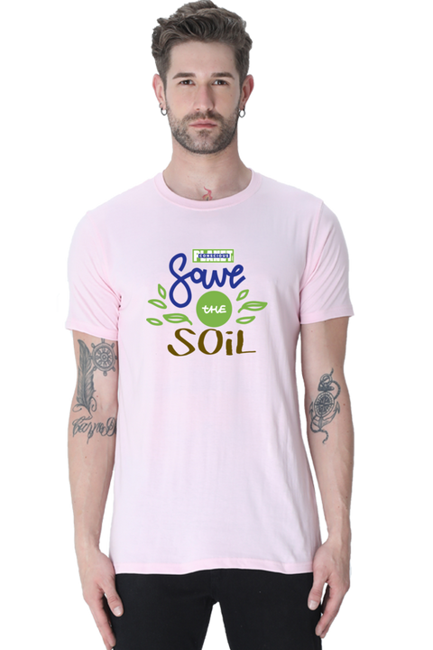 Save The Soil T-shirt for Men - Light Baby Pink