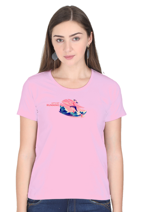 Let's Get Running Light Pink T-Shirt for Women