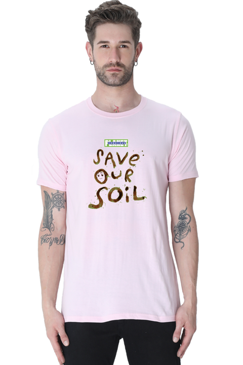 Save Our Soil T-shirt for Men - Light Baby Pink