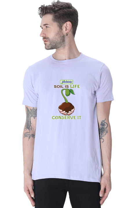 Soil is Life, Conserve It T-shirt for Men - Lavender