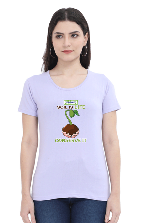 Soil is Life, Conserve It T-shirt for Women - Lavender
