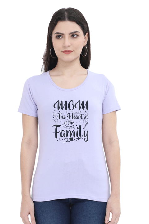 Mom the Heart of the Family Lavender T-Shirt for Women