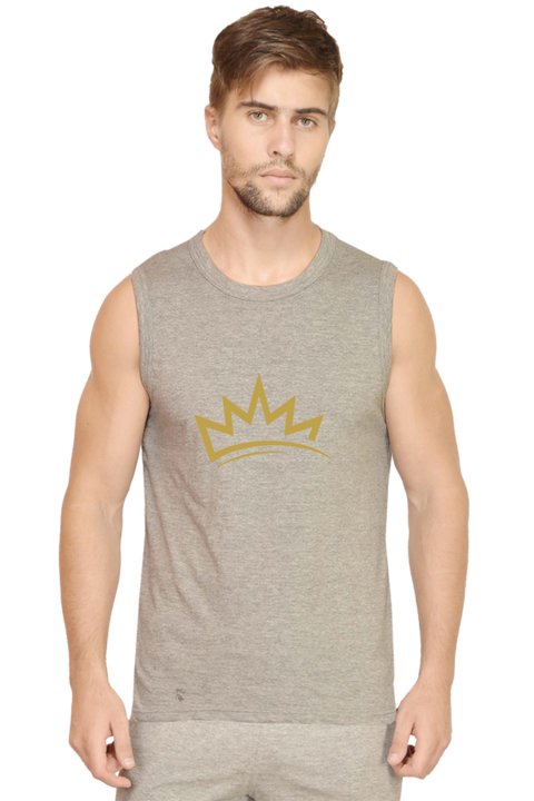 The Crown Prince Sleeveless Grey Gym Vest for Men