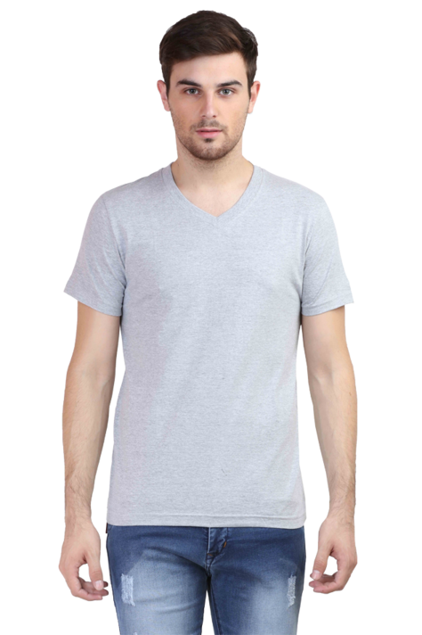 Plain Grey V-Neck T-Shirt for Men