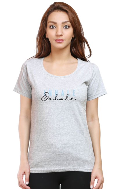 Grey Yoga Inhale Exhale T-shirt for Women