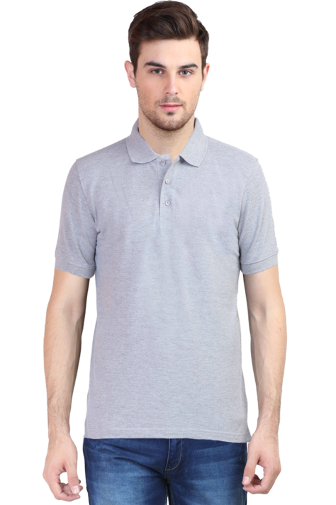 Grey Melange Polo T-Shirt for Men