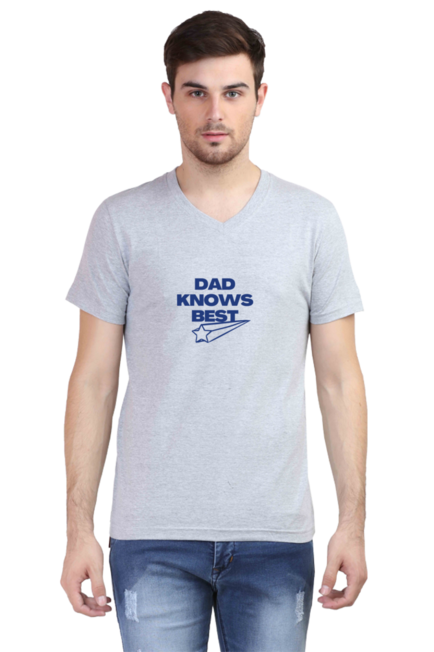 Grey Dad Knows Best V-Neck T-shirt for Men
