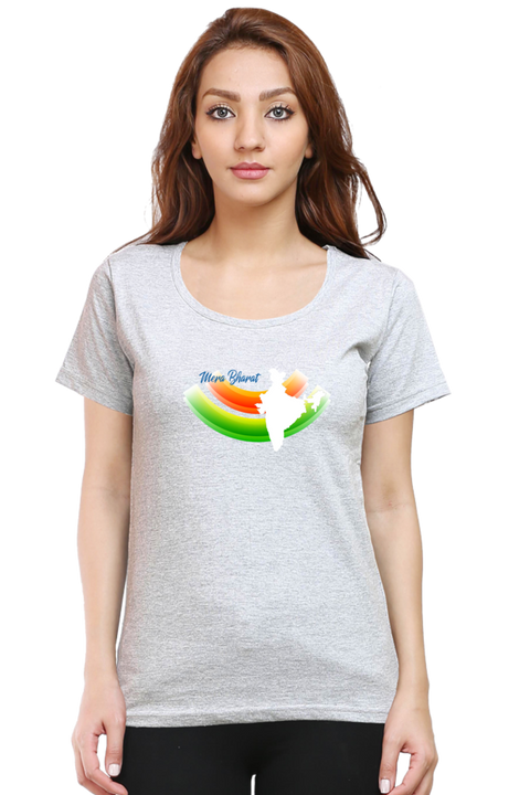 India in Rainbow Colours T-Shirt for Women - Grey