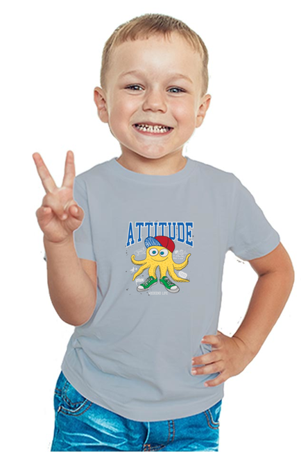 Grey Attitude Octopussy T-Shirt for Boys