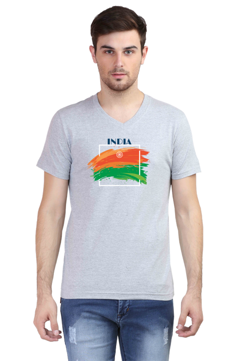 Colours of India V-Neck T-Shirt for Men - Grey