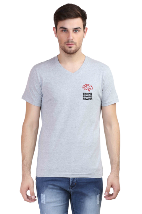 Grey Brains V-Neck T-shirt for Men