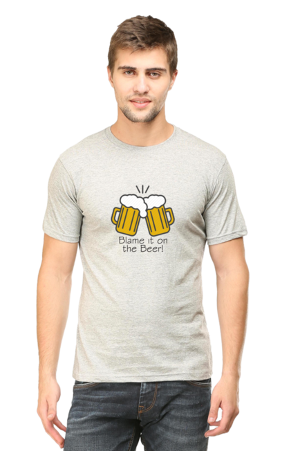 Grey Blame it on the Beer T-Shirt for Men