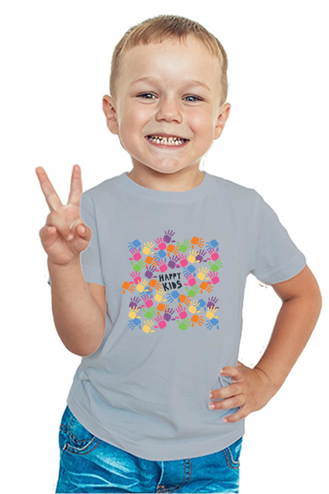 Happy Kids T-Shirt for Boys - Grey