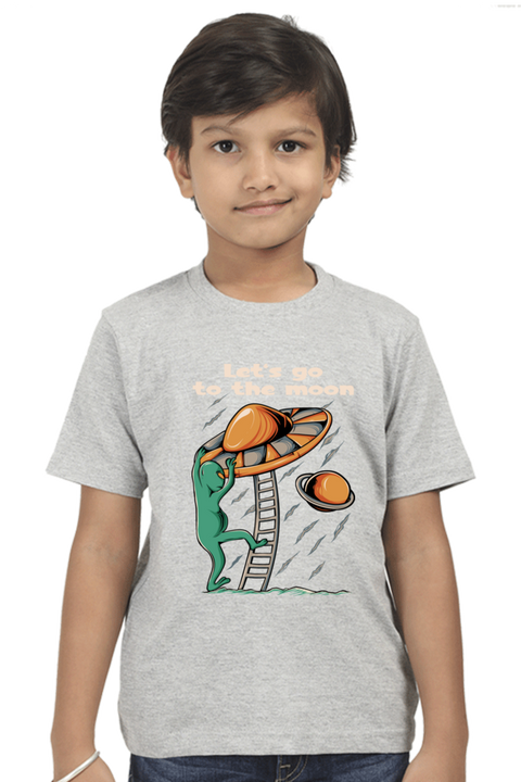Let's Go to the Moon Grey T-Shirt for Boys