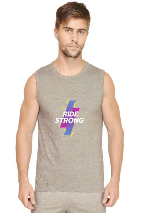 Grey Ride Strong Sleeveless Gym Vest for Men