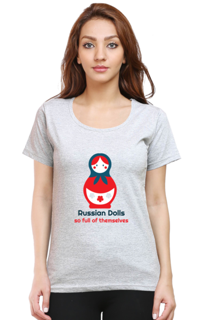 Russian Dolls Grey T-Shirt for Women