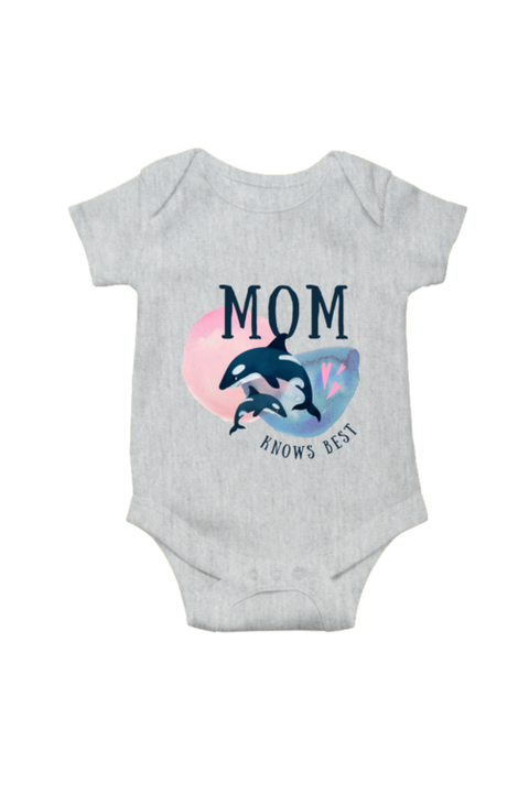 Grey Mom Knows Best Rompers for Baby