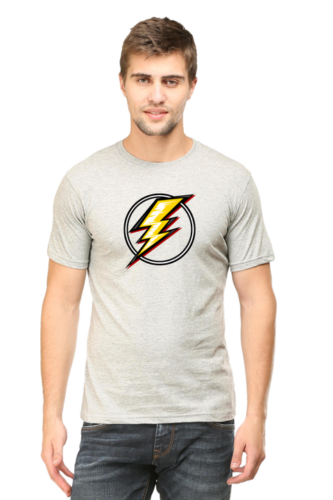 Lightning Bolt T-Shirt for Men - Grey Melange