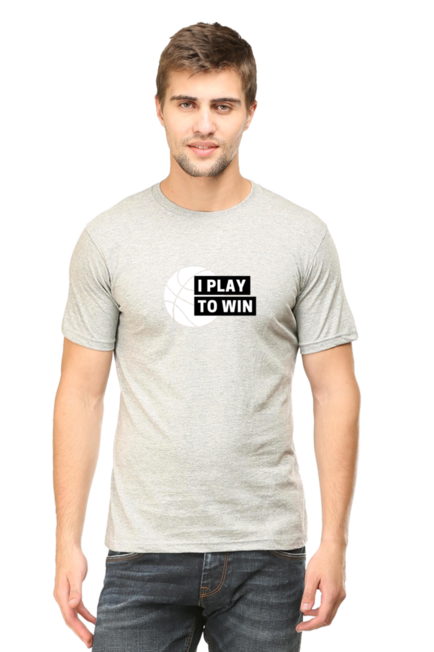 Grey Melange I Play to Win T-Shirt for Men