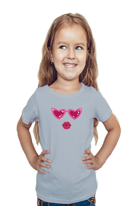 Grey Heart Glasses T-Shirt for Girl