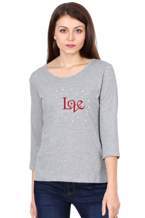 Valentine's Love Full Sleeve T-Shirt for Women - Grey