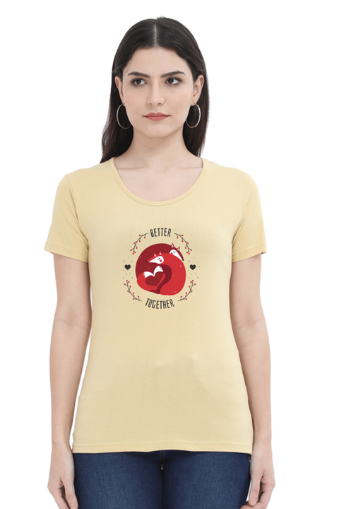 Better Together Valentine T-Shirt for Women - Beige