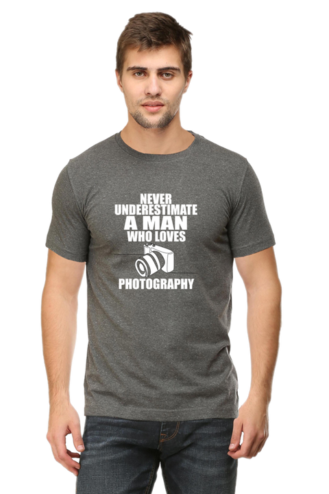 Man Who Loves Photography T-Shirt for Men - Charcoal Grey