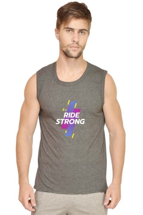 Gret Charcoal Ride Strong Sleeveless Gym Vest for Men